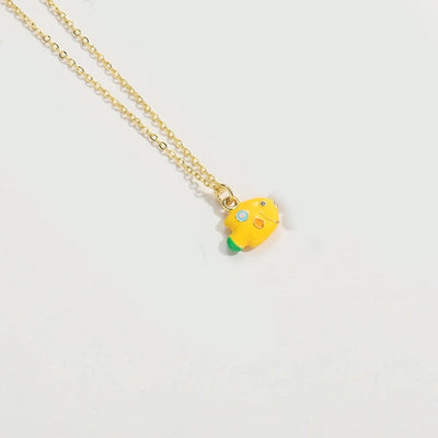 Copper 14K Gold Plated Cartoon Mushroom Pendant Necklace