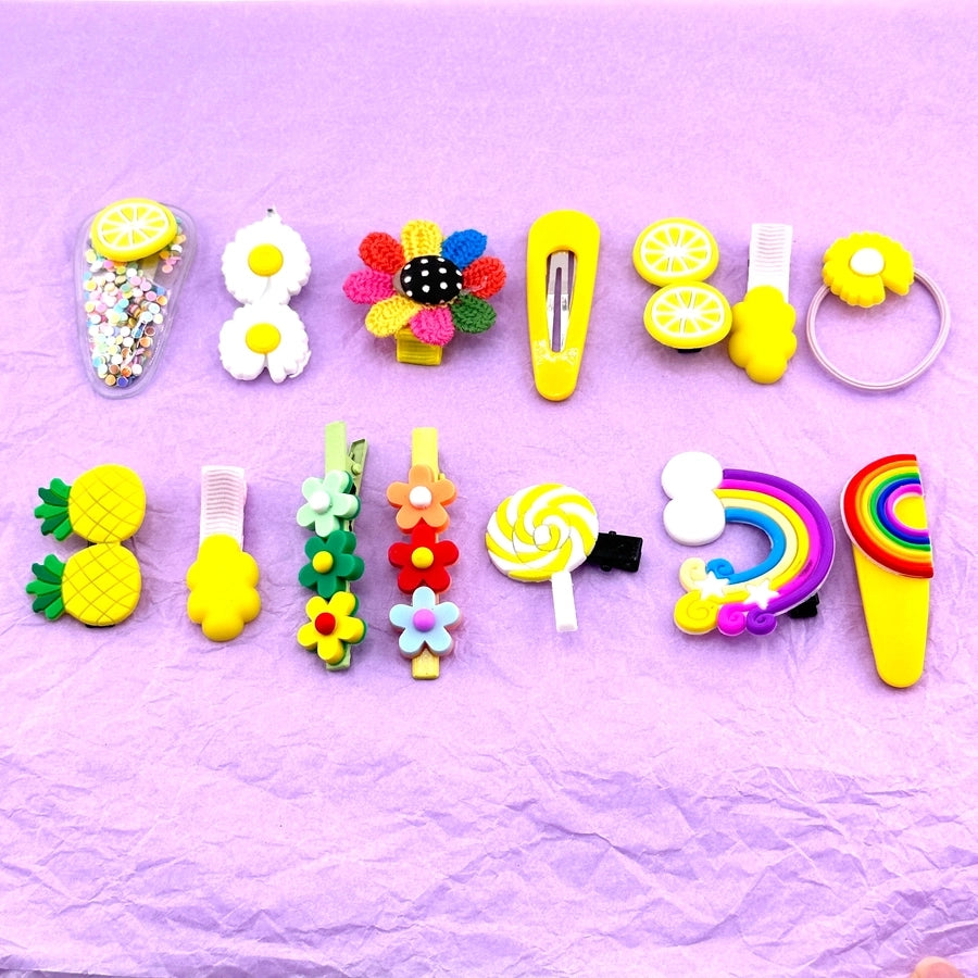 cute sweet fruit heart shape flower alloy plastic rubber hair clip