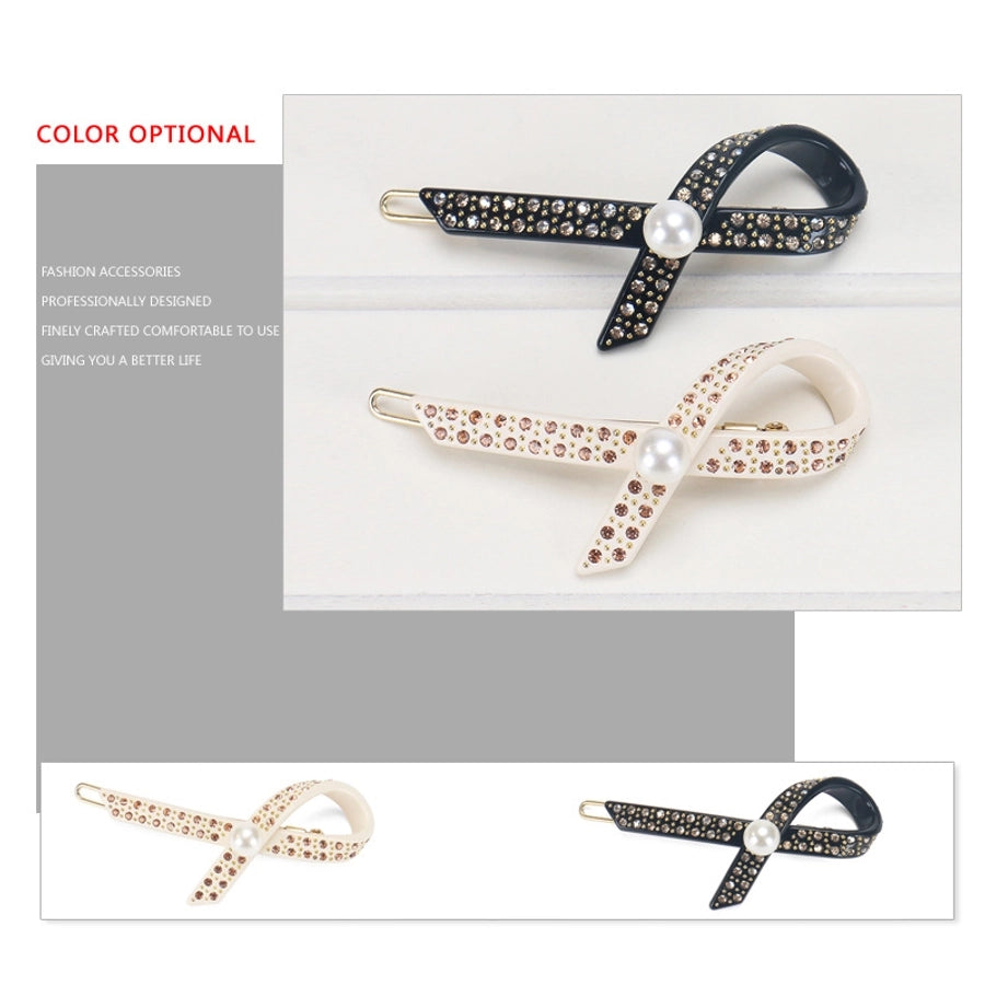 Women's Elegant Lady Streetwear Geometric Acetic acid sheets Criss Cross Rhinestones Hair Clip