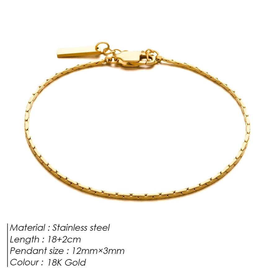 Vacation Simple Style Classic Style Solid Color 304 Stainless Steel 18K Gold Plated White Gold Plated Bracelets In Bulk