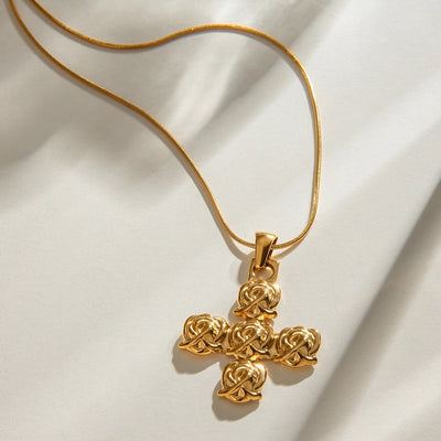 Jewelry Classic Style Cross Rose 304 Stainless Steel Pendant Necklace