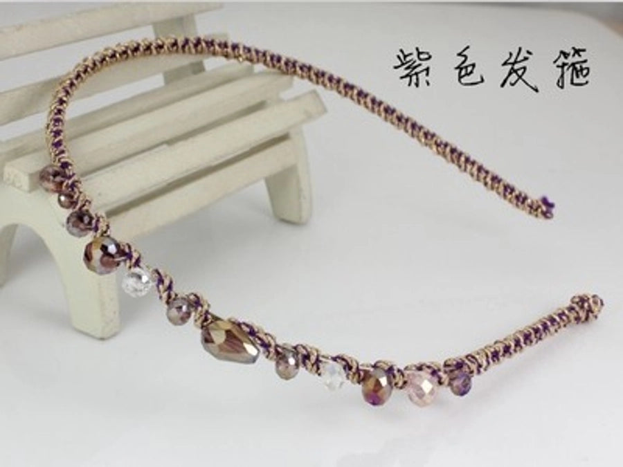 korean colorful flash irregular crystal around the wide side headband