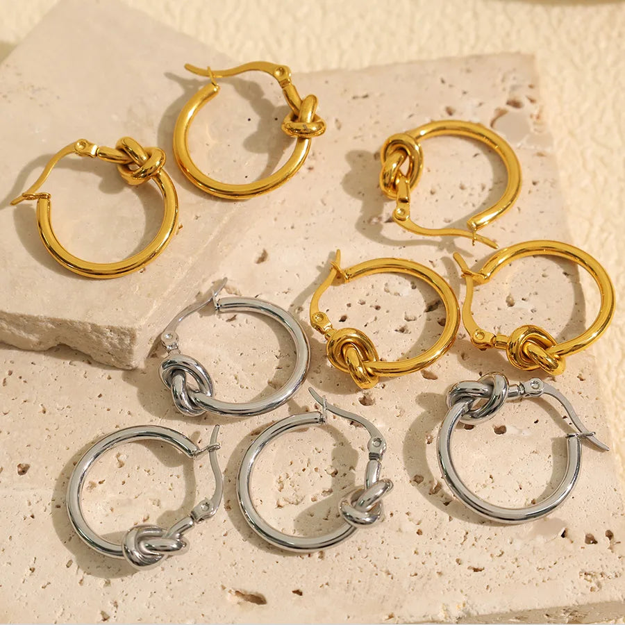 1 Pair IG Style Elegant French Style Round Polishing Plating 304 Stainless Steel 18K Gold Plated Earrings