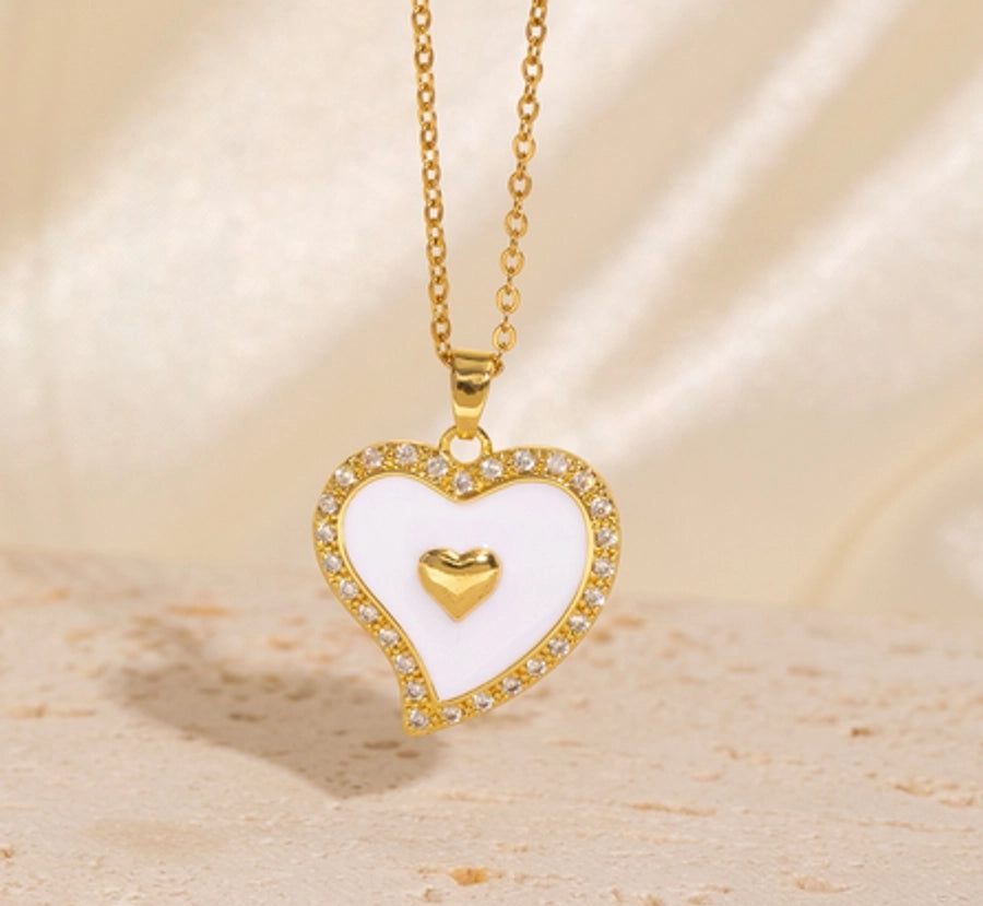 Copper Plating Heart Shape Pendant Necklace