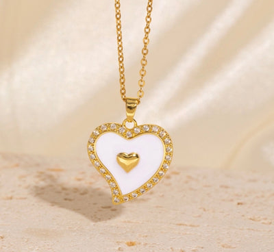 Copper Plating Heart Shape Pendant Necklace