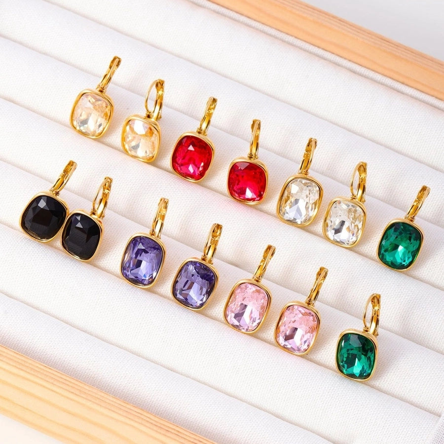 1 Pair IG Style Geometric 304 Stainless Steel Zircon 18K Gold Plated Earrings