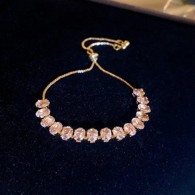 sweet colorful rectangle copper inlay zircon bracelets