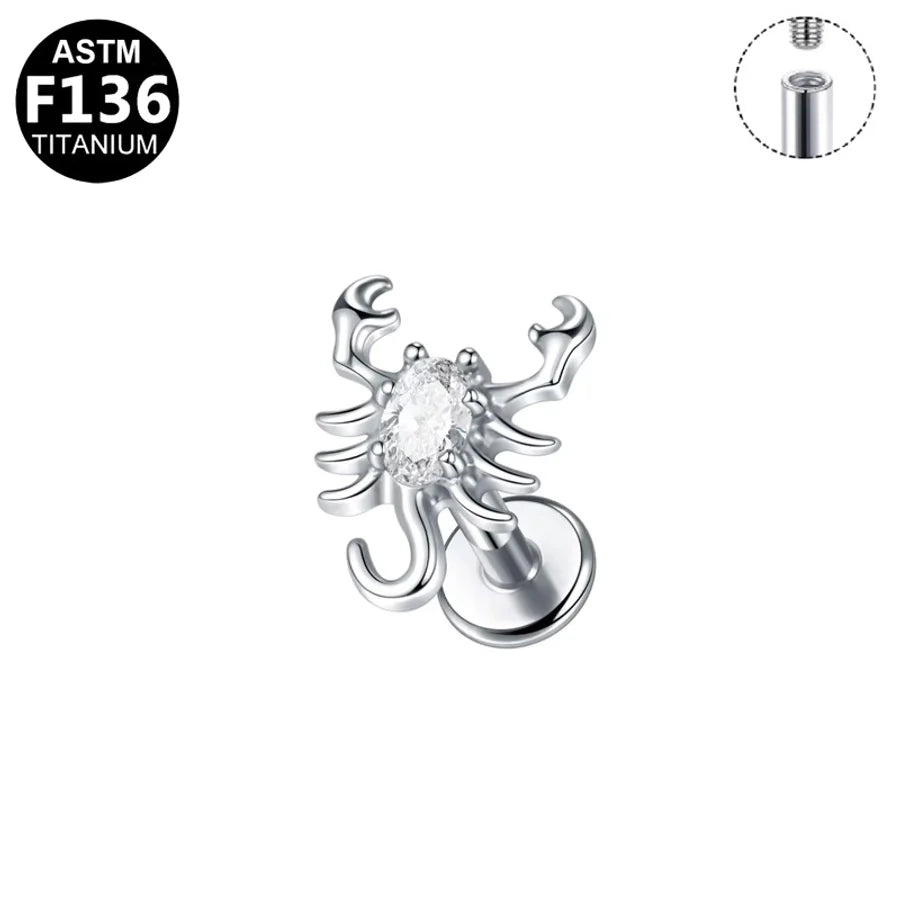 1 Piece Lip Rings Hip-Hop Rock Punk Spider Pure Titanium Titanium Alloy Zircon 14K Gold Plated White Gold Plated Lip Rings Ear Cartilage Rings & Studs