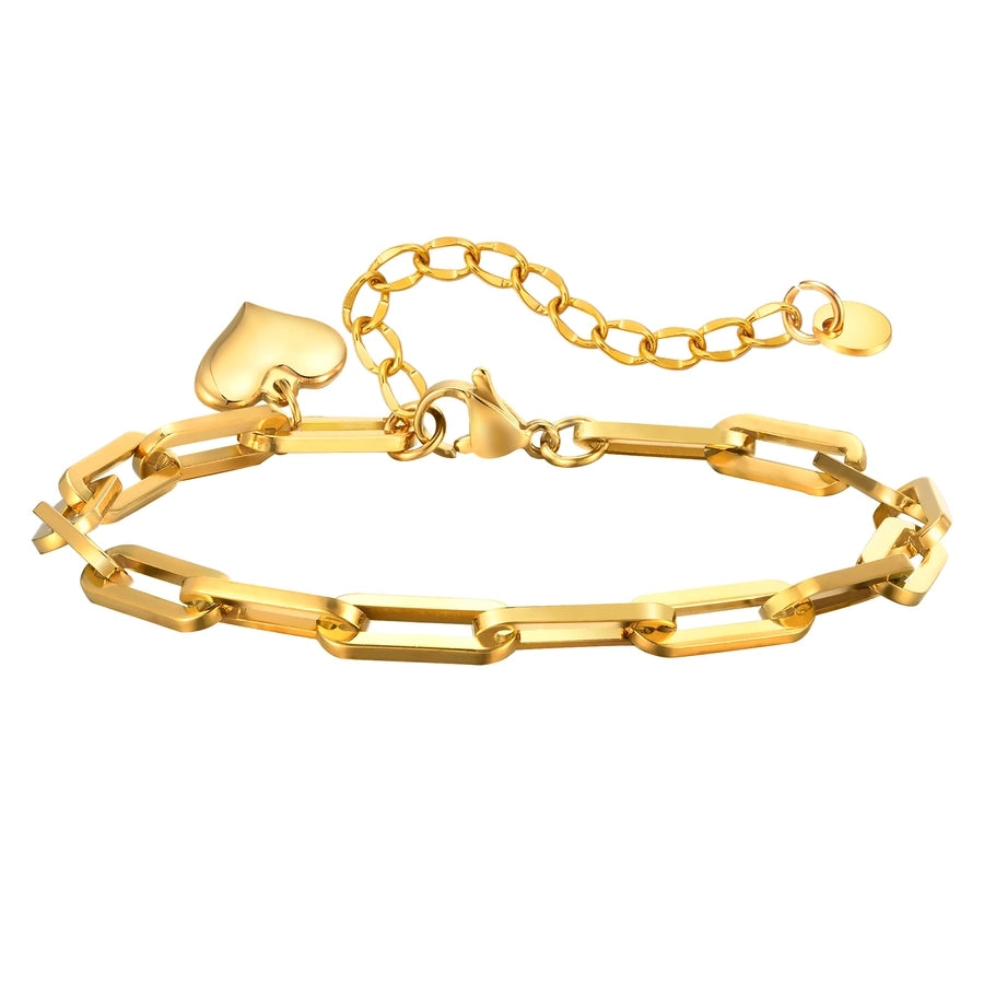 IG Style Heart Shape 201 Stainless Steel 18K Gold Plated Bracelets In Bulk