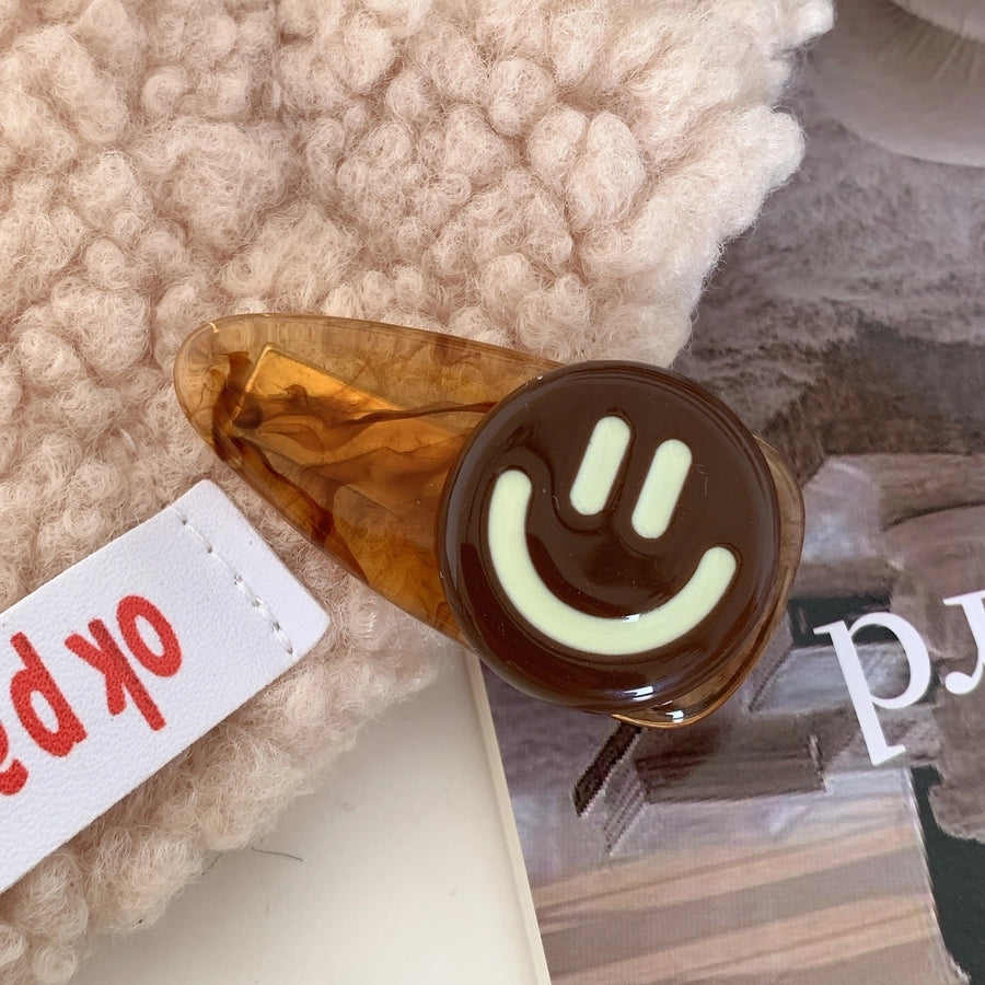 cute simple style Smile face arylic hair clip