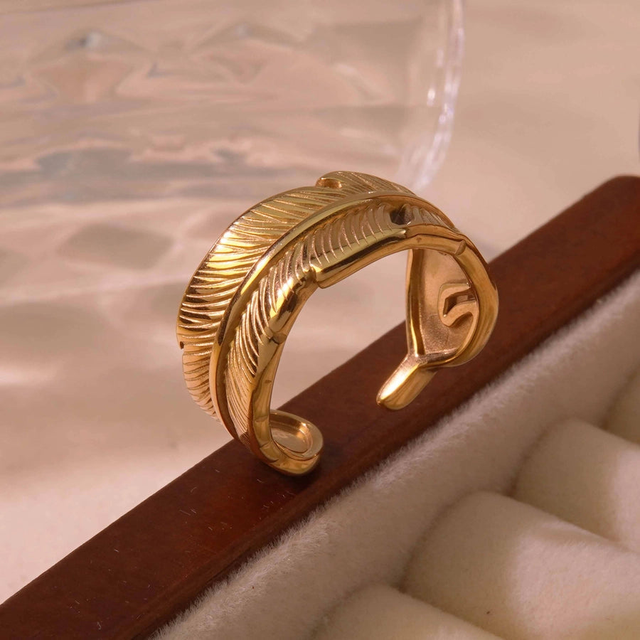 Jewelry Lady Novelty Streetwear Geometric Rectangle 304 Stainless Steel Shell 18K Gold Plated Inlay Open Rings