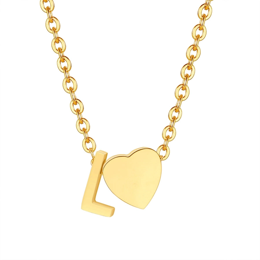 Jewelry Simple Style Commute Letter Heart Shape 201 Stainless Steel Plating Pendant Necklace