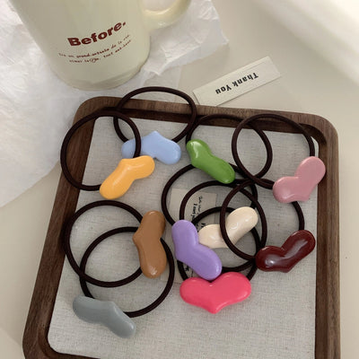 Women's Cute Simple Style Heart Shape Resin Hair Tie