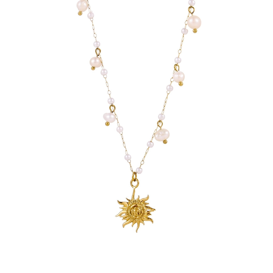 Jewelry Elegant Sun Bow Knot 304 Stainless Steel Necklace