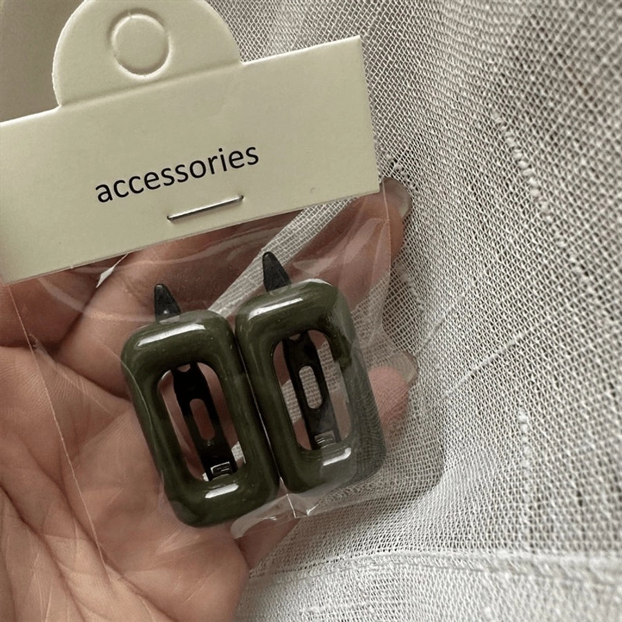 Personalized Girl Color Plastic Hairpin Advanced Design Sense Side Clip Hairpin a Pair of Hairclips Square Bang Clip Frog Buckle Bar Shaped Hair Clip Hairpin