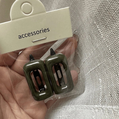 Personalized Girl Color Plastic Hairpin Advanced Design Sense Side Clip Hairpin a Pair of Hairclips Square Bang Clip Frog Buckle Bar Shaped Hair Clip Hairpin