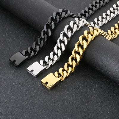 Domineering Fashion Personalized Stainless Steel Vacuum Electroplating Four-Sided Grinding Men's Necklace