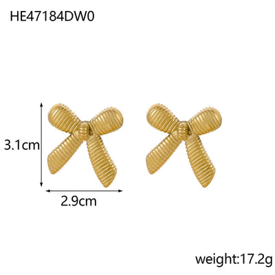 1 Pair Simple Style Bow Knot 304 Stainless Steel 18K Gold Plated Earrings