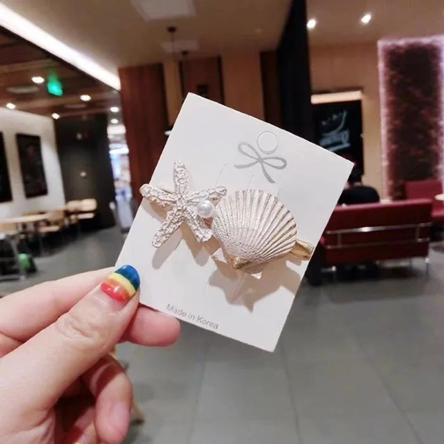 Japanese Style  Internet Celebrity Hair Clip Ocean Style Starfish Shell Duckbill Clip Bangs Clip Side Clip Japanese and Korean Style  Hair Accessories Women