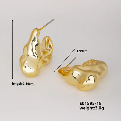 1 Pair Basic Classic Style Geometric Star Heart Shape Irregular CCB K Gold Plated Stud Earrings