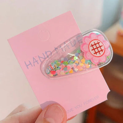 kid's cute cartoon fruit alloy rubber sequins hair clip
