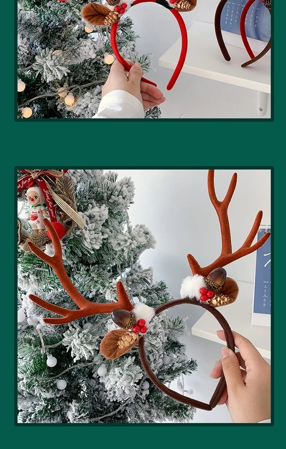 Internet Celebrity  Christmas Girl Heart Christmas Hair Band Cute Elk Horn Hair Accessories Pressure Hair Band