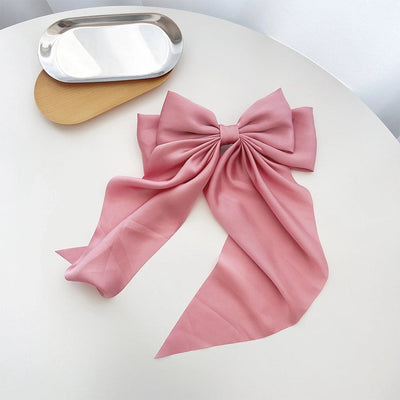 retro simple style solid color bow knot cloth hair clip