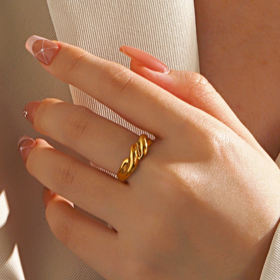 Jewelry Simple Style Spiral 304 Stainless Steel 18K Gold Plated Polishing Rings