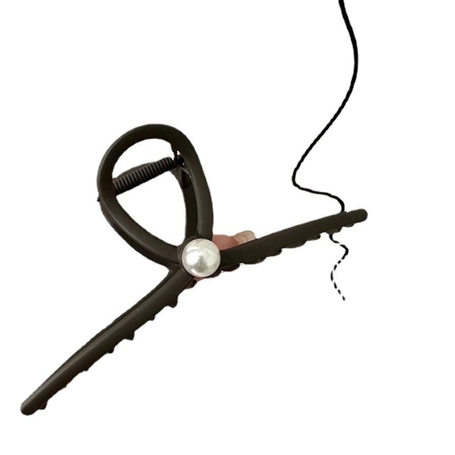 Frosted Grab Clip Oversized Hairpin Back of Head Advanced Sense Hair Volume Thick Hair Pearl Shark Clip Women's Early Spring