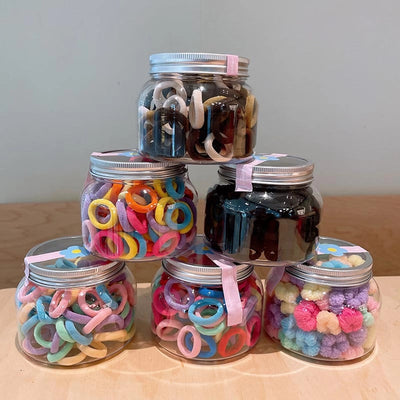 simple style solid color knit contrast collar hair tie