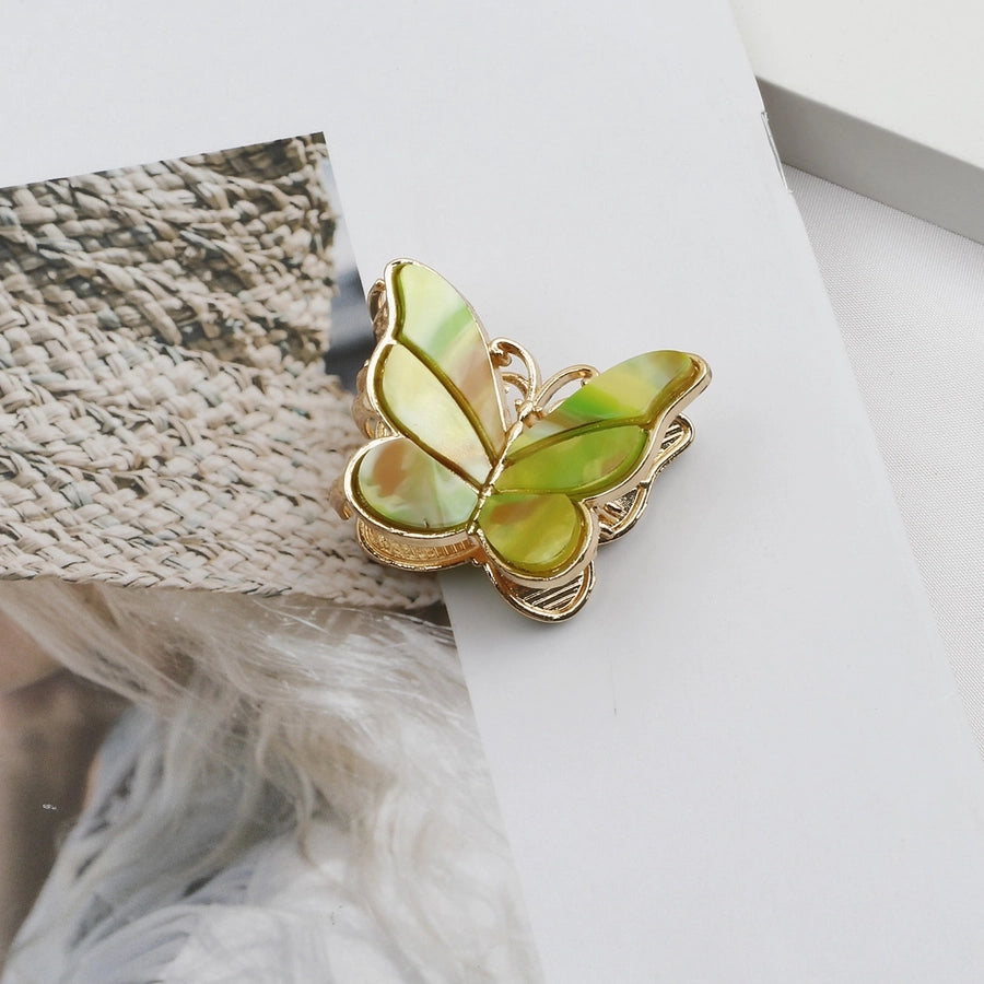 simple style butterfly acetic acid sheets plating hair claws 1 piece