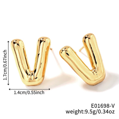 1 Pair Sweet Simple Style Shiny Letter Plating Copper K Gold Plated Ear Studs