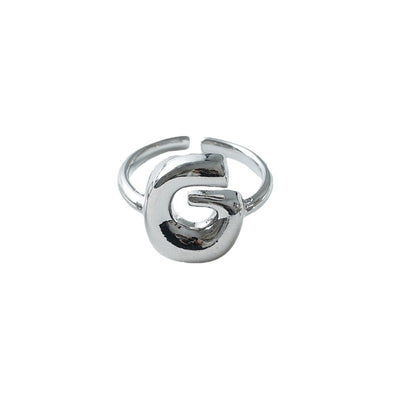 Copper Brass 18K Gold Plated Letter Open Rings