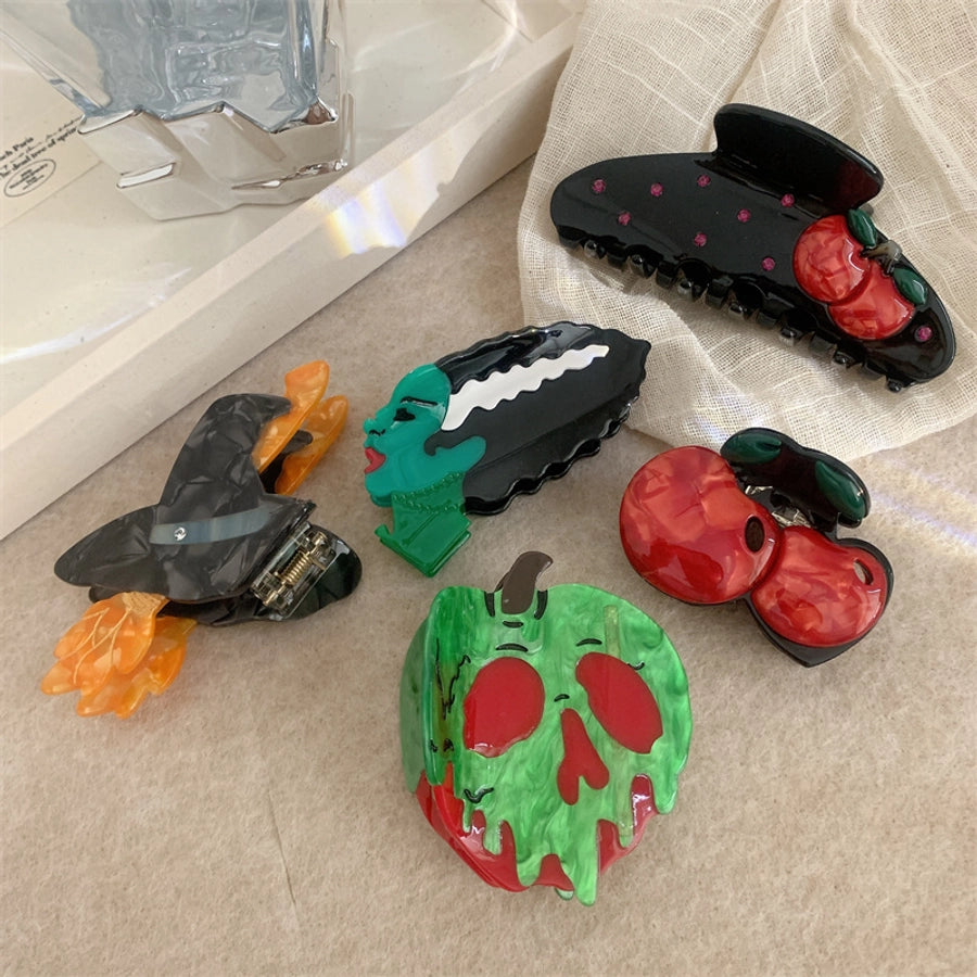 Women's Korean Style Pumpkin Color Block Cherry Acetic acid sheets Hair Claws