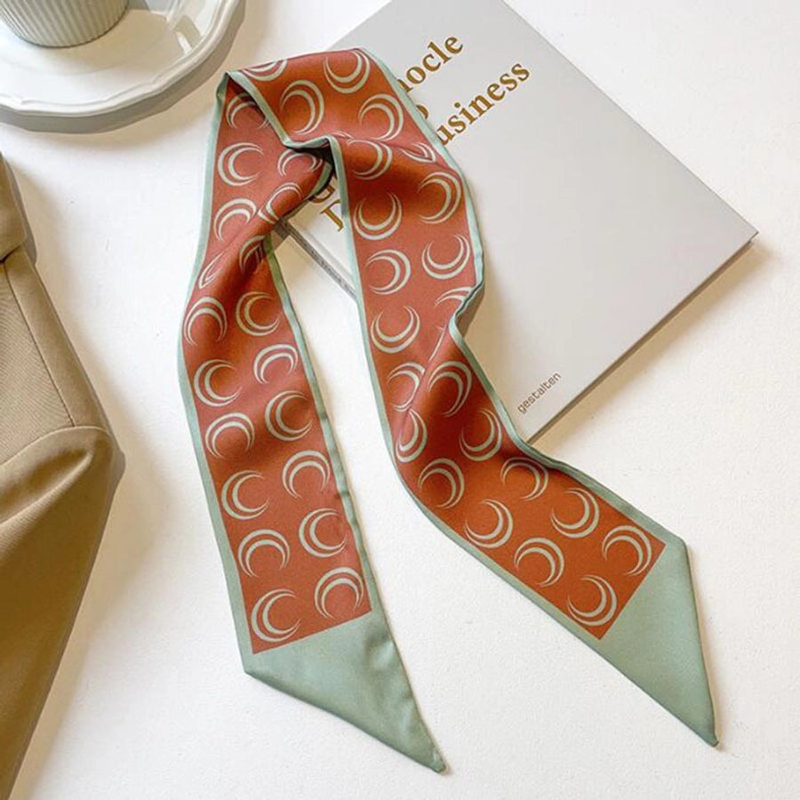 women's sweet letter plaid flower silk scarf printing hair band