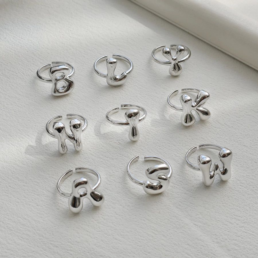 Copper Brass 18K Gold Plated Letter Open Rings