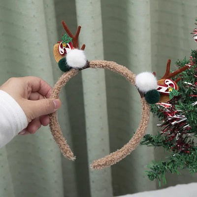 Christmas Fashion Women'S Antlers Flocking Handmade Hair Band