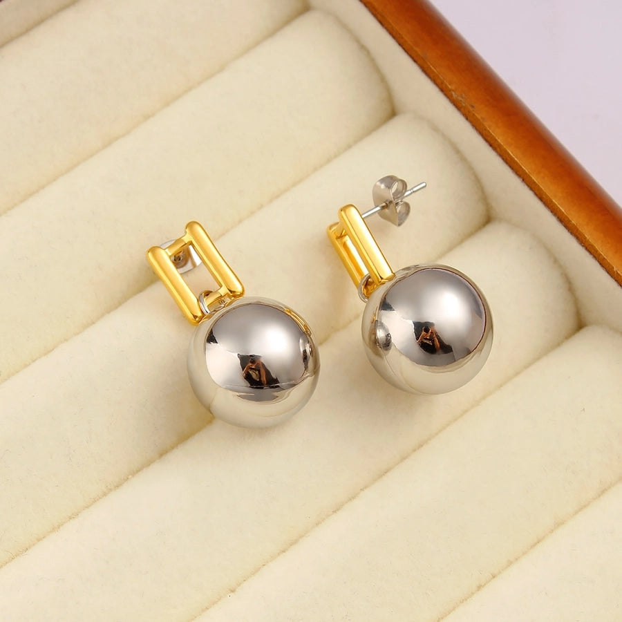 1 Pair Simple Style Classic Style Circle Rectangle 304 Stainless Steel 316 Stainless Steel  18K Gold Plated Drop Earrings