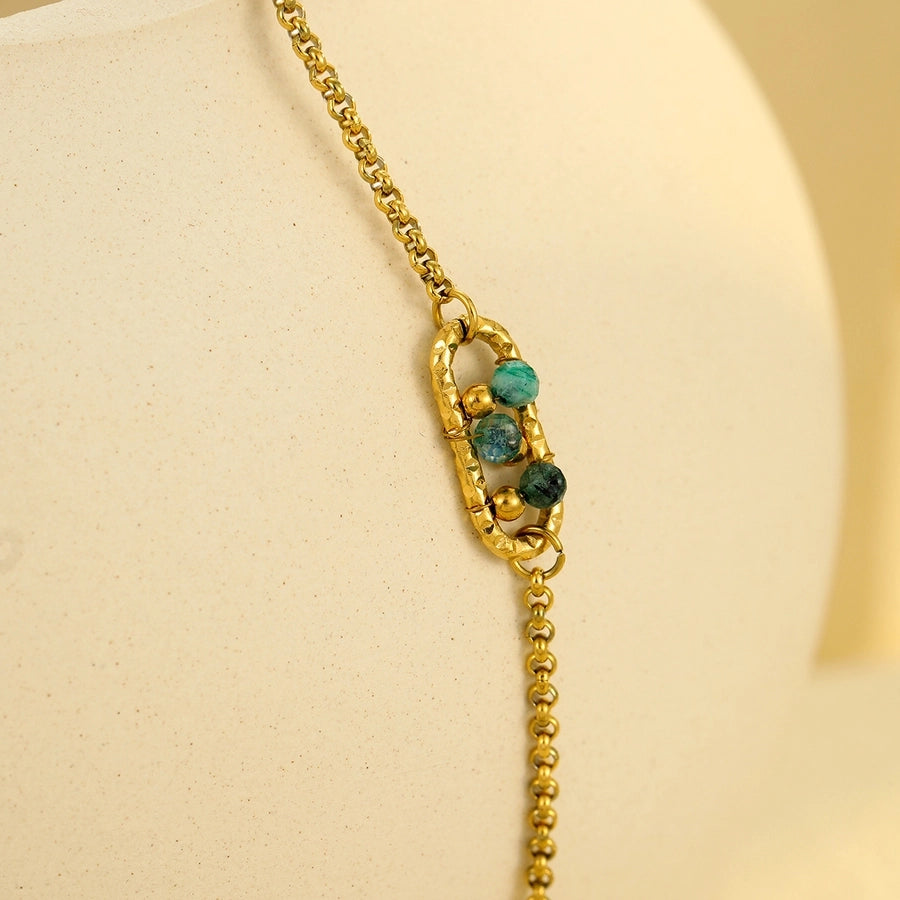 Simple Style Geometric 304 Stainless Steel natural stone 18K Gold Plated Belcher Chain Bracelets In Bulk