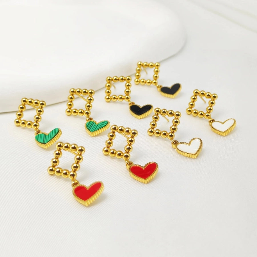 1 Pair Elegant Retro Commute Heart Shape 304 Stainless Steel 18K Gold Plated Drop Earrings