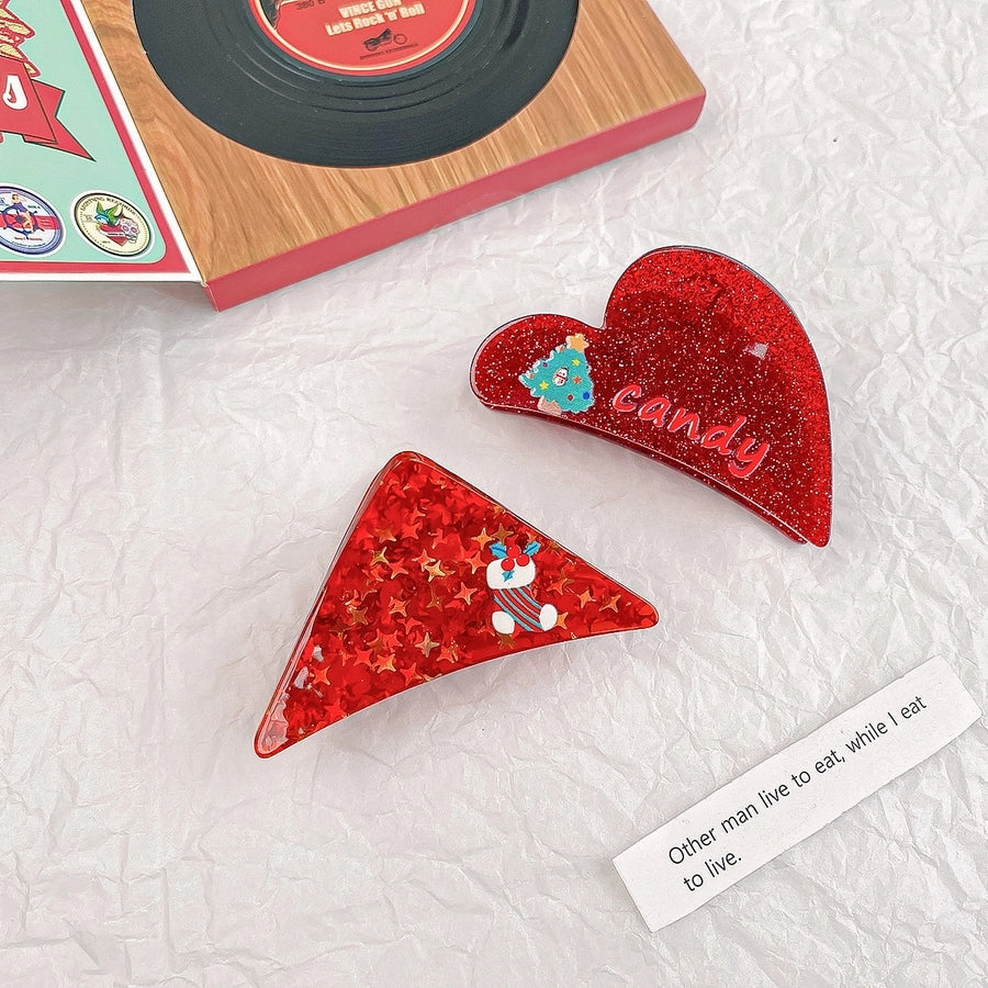 Christmas Sweet IG Style Women's Triangle Heart Shape Arylic Hair Claws