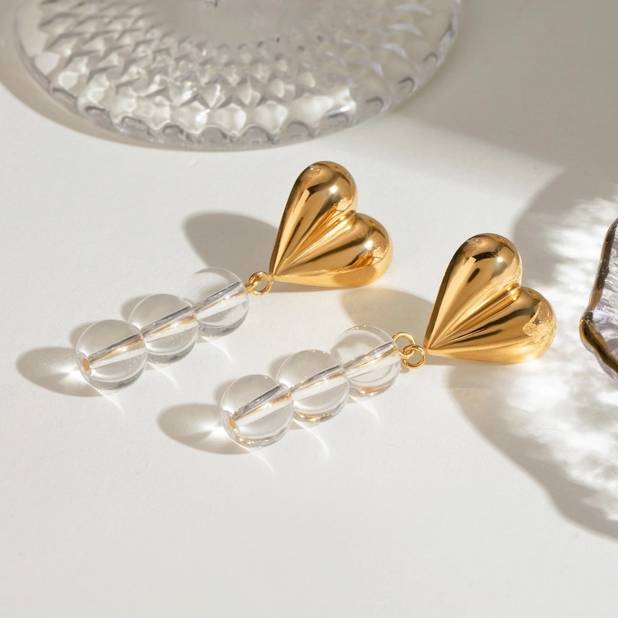 1 Pair Classic Style Heart Shape 304 Stainless Steel Drop Earrings