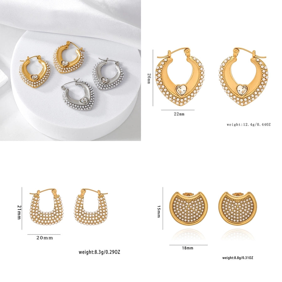 1 Pair Elegant Cute U Shape Geometric 304 Stainless Steel Artificial Pearls Earrings Ear Studs