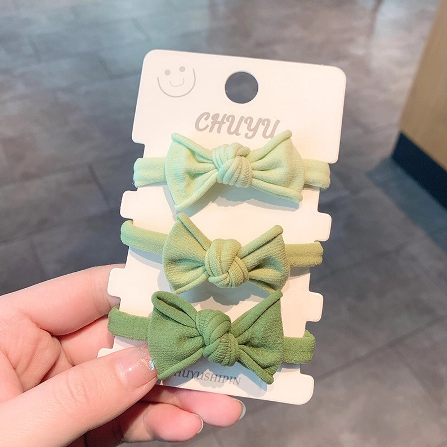 cute rainbow fluorescent solid color bow tie ponytail head rope set