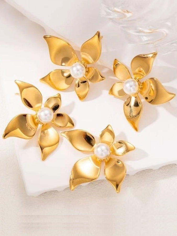 1 Pair Elegant Simple Style Flower 304 Stainless Steel Ear Studs