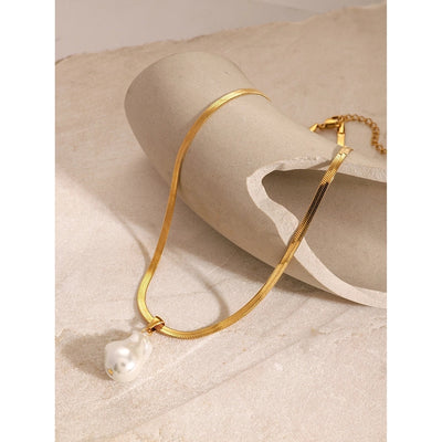 Jewelry Simple Style Classic Style Irregular 304 Stainless Steel Pearl Pendant Necklace