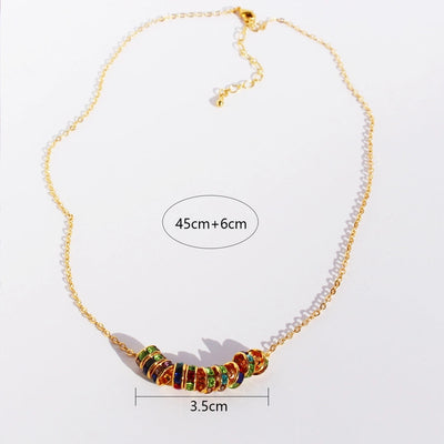 Brass 24K Gold Plated Beaded Plating Inlay Circle Zircon Brass Necklace