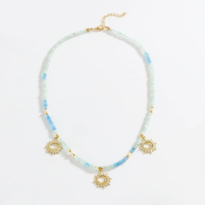 Copper Gold Plated Plating Inlay Sun Zircon Pendant Necklace