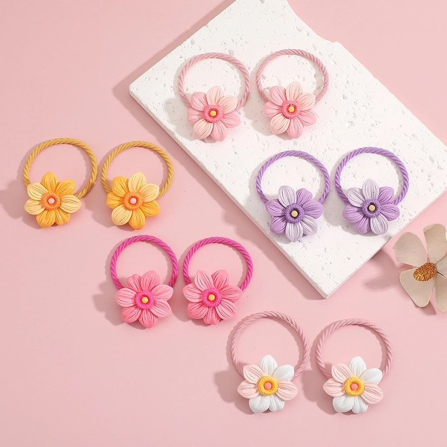 Kid'S Sweet Flower Resin Hair Tie