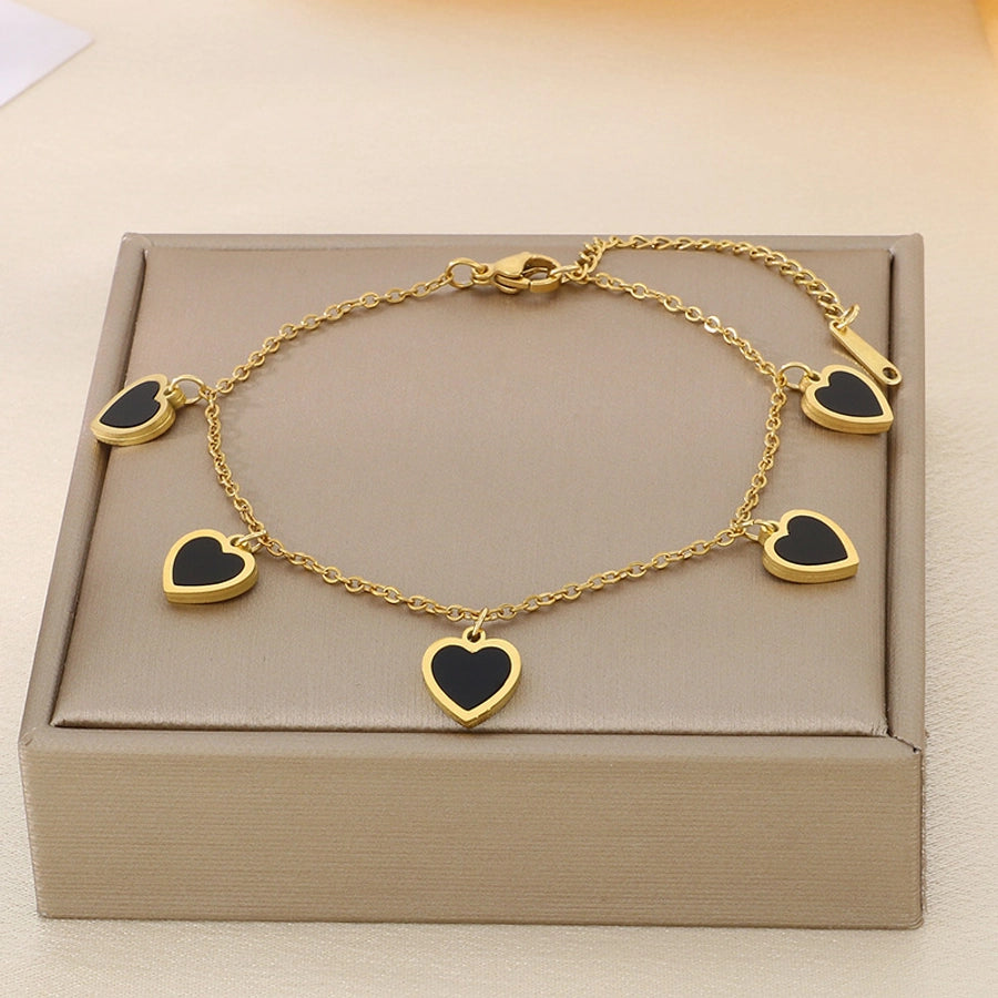Simple Style Heart Shape 304 Stainless Steel 18K Gold Plated Bracelets In Bulk